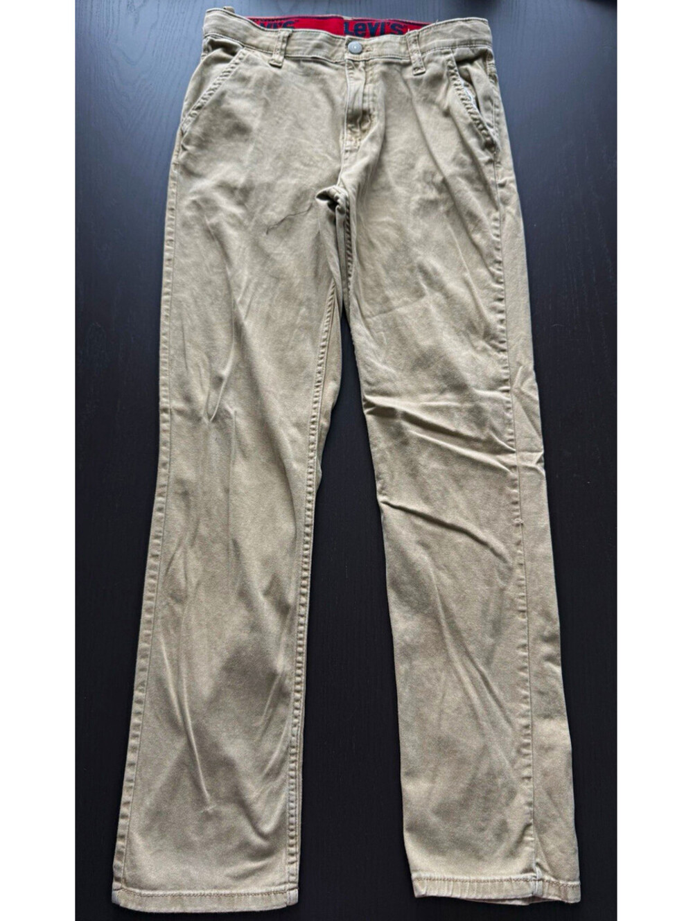 Levi's 502 Regular Taper Pants Boys Size 16 Reg W28 L30 Khaki Chino Stretch Soft